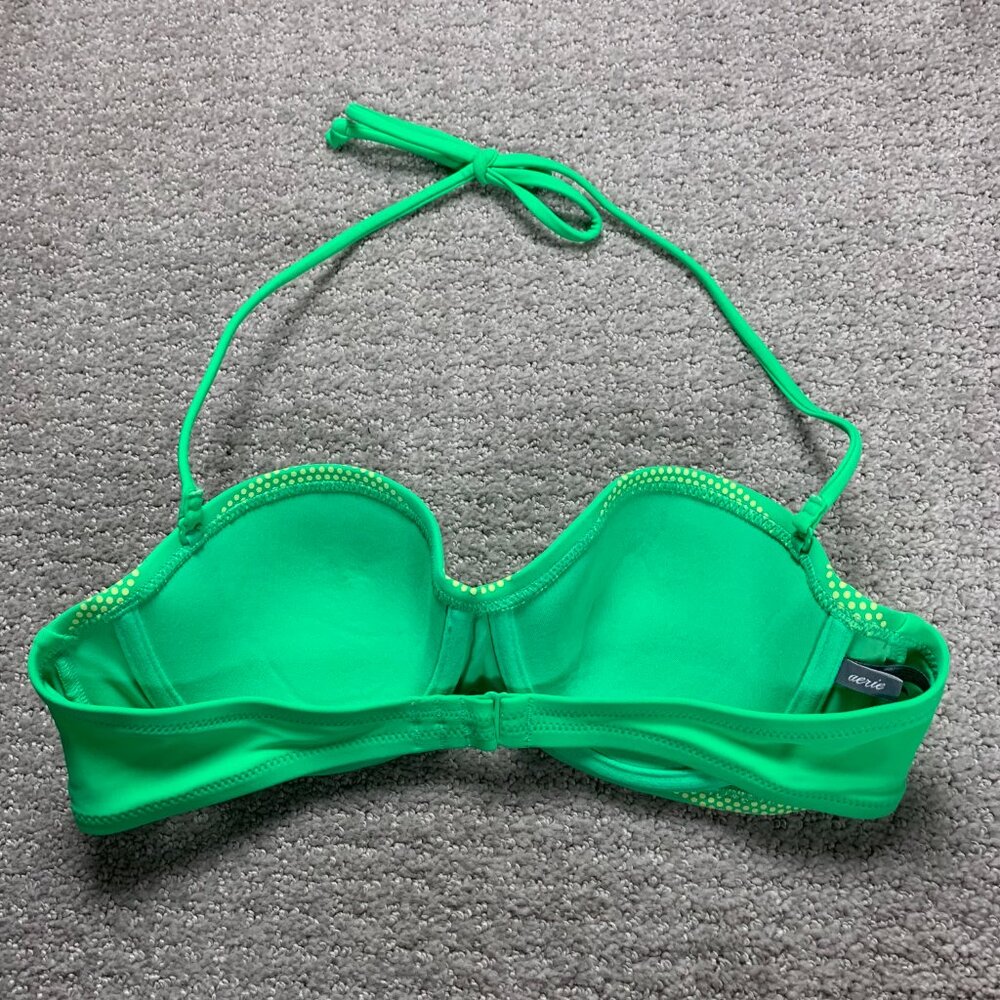 Aerie Lime Green Polka Dots Bikini Swimwear Top Bra, Women 34B Wired Molded Cups - Picture 2 of 6